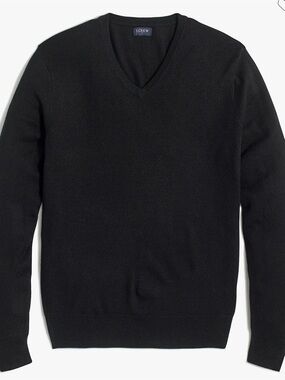 NWT J. Crew Men's Machine-washable merino wool-blend V-neck sweater Black XL